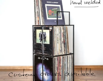 LP Storage Triple Deck Album Crate Cart, Container Holds Up to 180 LP Records, Gift for Vinyl Music Lover