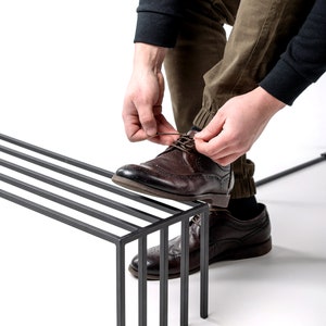 Minimalist Black Metal Shoe Rack, Hand Welded Shoe Storage for Stylish ...