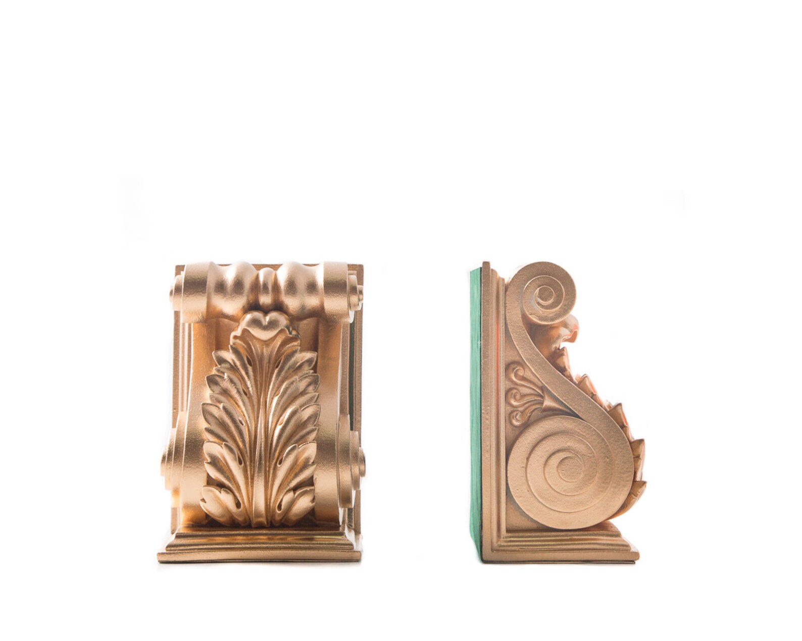 Plaster Bookends // Lucite Gold Plaster // Classical Acanthus Etsy