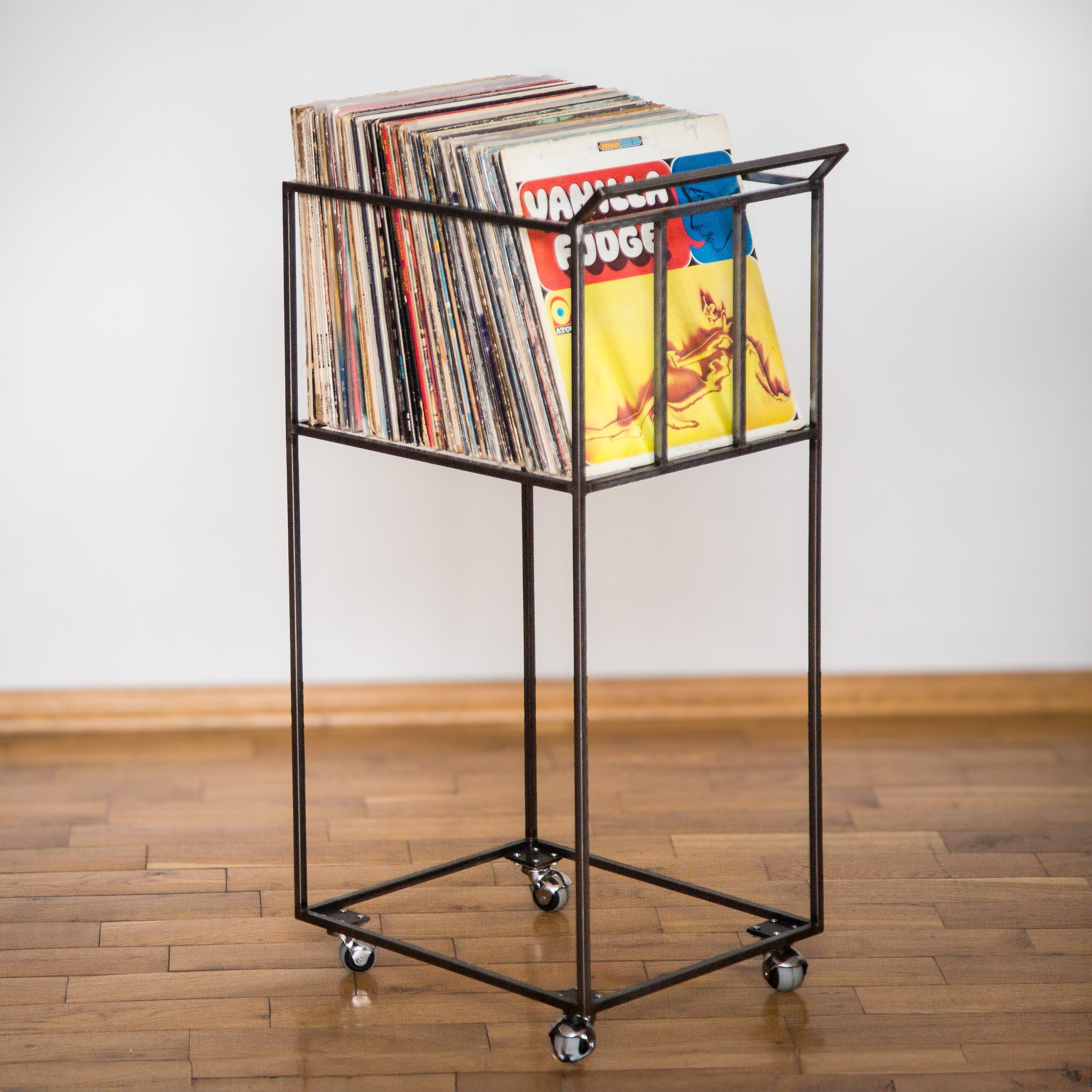 Contenitore Vinili Scatola Organizer Per Vinili LP - Portatile Con Ruote, Tiene Fino A 100 Dischi Panno Per Vinili - Foto 6