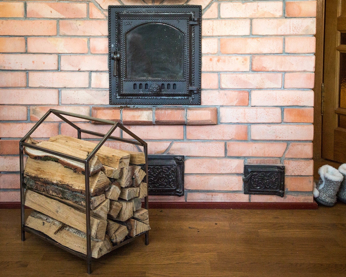 Compact Log holder Metal house Firewood storage eBay