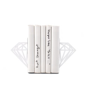 White metal bookends Diamonds- Design Atelier Article on Etsy.