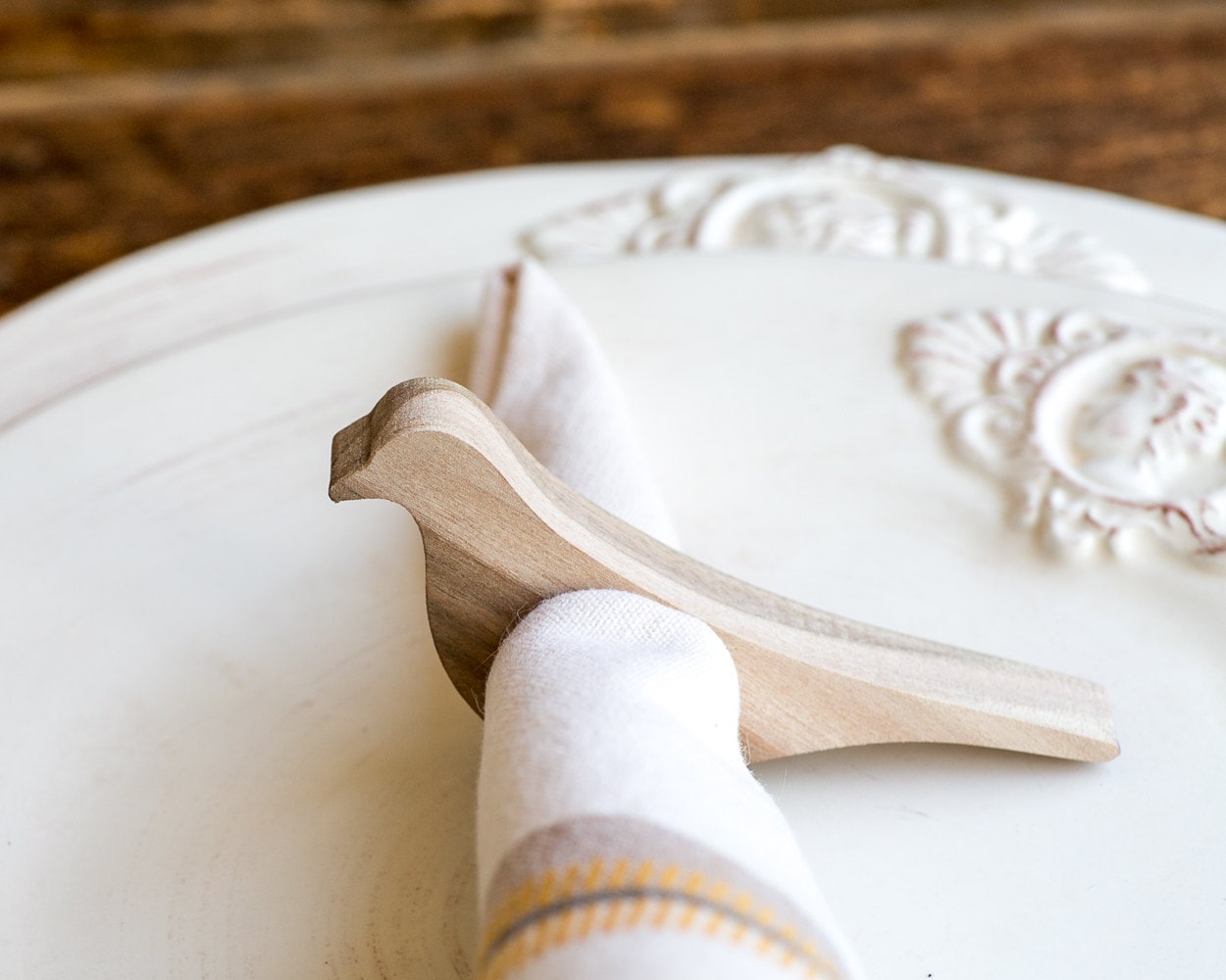 Napkin ring Eames bird inspired wooden SET of 4 rings table Etsy