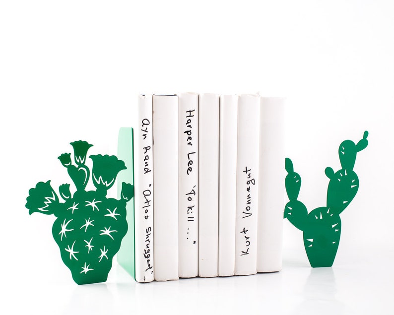 Cactus bookends - perfect idea for a cacti shelf to keep your succulent related literature in order. Perfect gift for cactus loving book readers. Great idea for a Cactus party favor. Designed and made in Ukraine by Atelier Article.