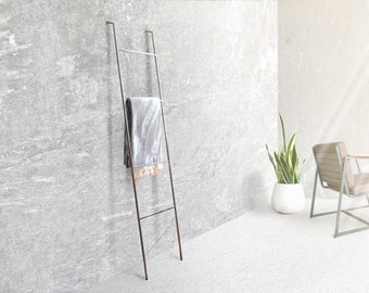 Blanket Display Skinny Ladder storage with support // Minimalist functional decor // free shipping