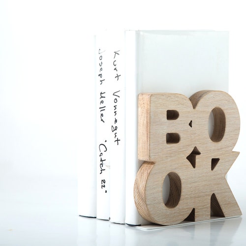 Wooden Bookend Book One Functional Shelf Decor Etsy