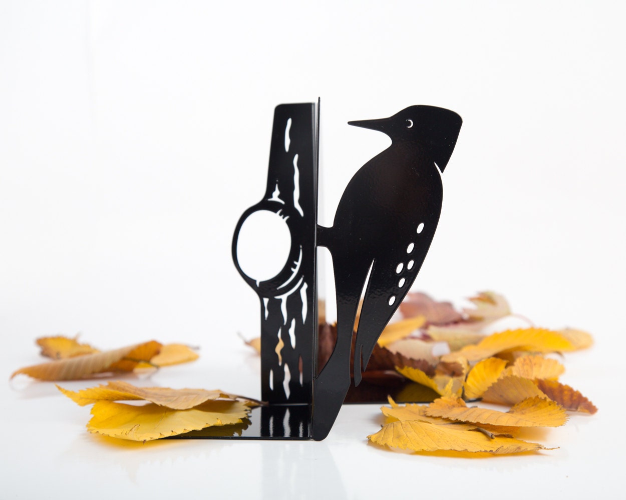 Metal Bookends Woodpecker // Modern Home Decor // Etsy