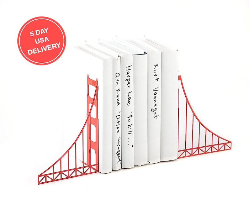 Metal Bookends, Golden Gate Bridge, Decor Gift for The San Franciscan, A San Francisco Housewarming Party image 1