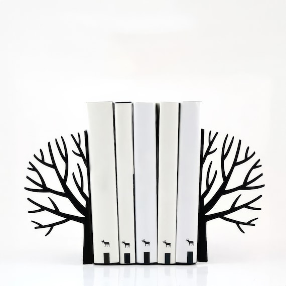 Winter Trees Bookends | Gift for the Host | Scandinavian Modern and Simple Decor for Stylish Home