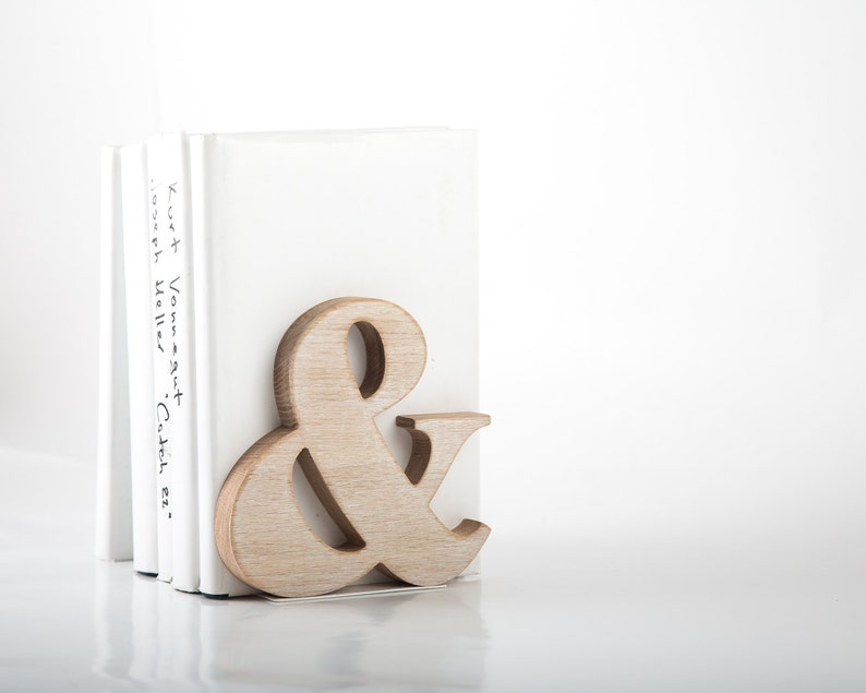 Wooden bookend Ampersand // Functional decor for modern home image 3