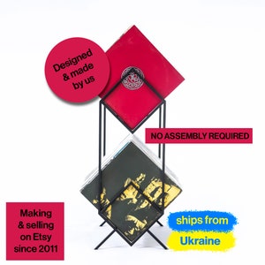 Hand welded compact black Vinyl record stand - Design Atelier Article