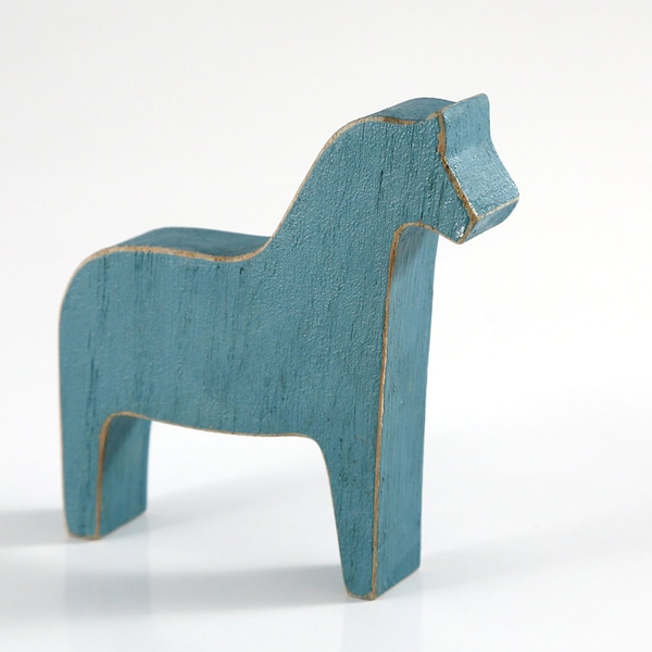 Scandinavian Dala horse wooden toy decor for Christmas, rustic blue // housewarming gift // Christmas stocking stuffer // FREE SHIPPING