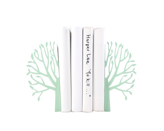 Mint Tree Metal Bookends: Modern Nursery Decor