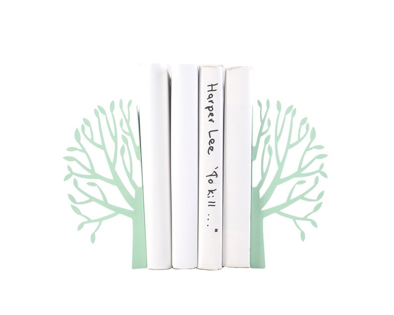 Mint Tree Metal Bookends: Modern Nursery Decor image 1