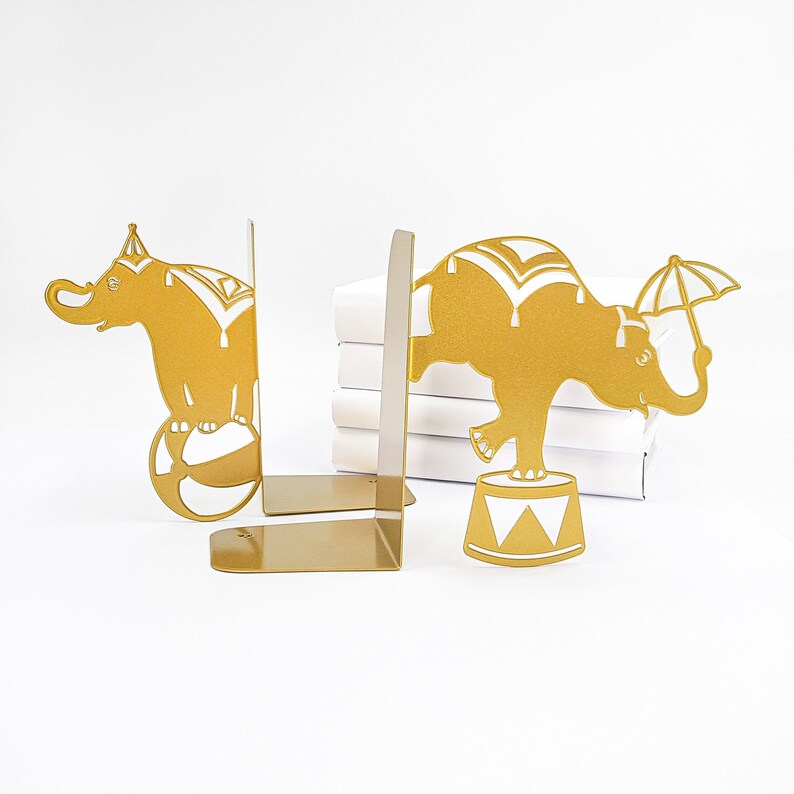 Black bookends Circus Elephants - Design Atelier Article on Etsy