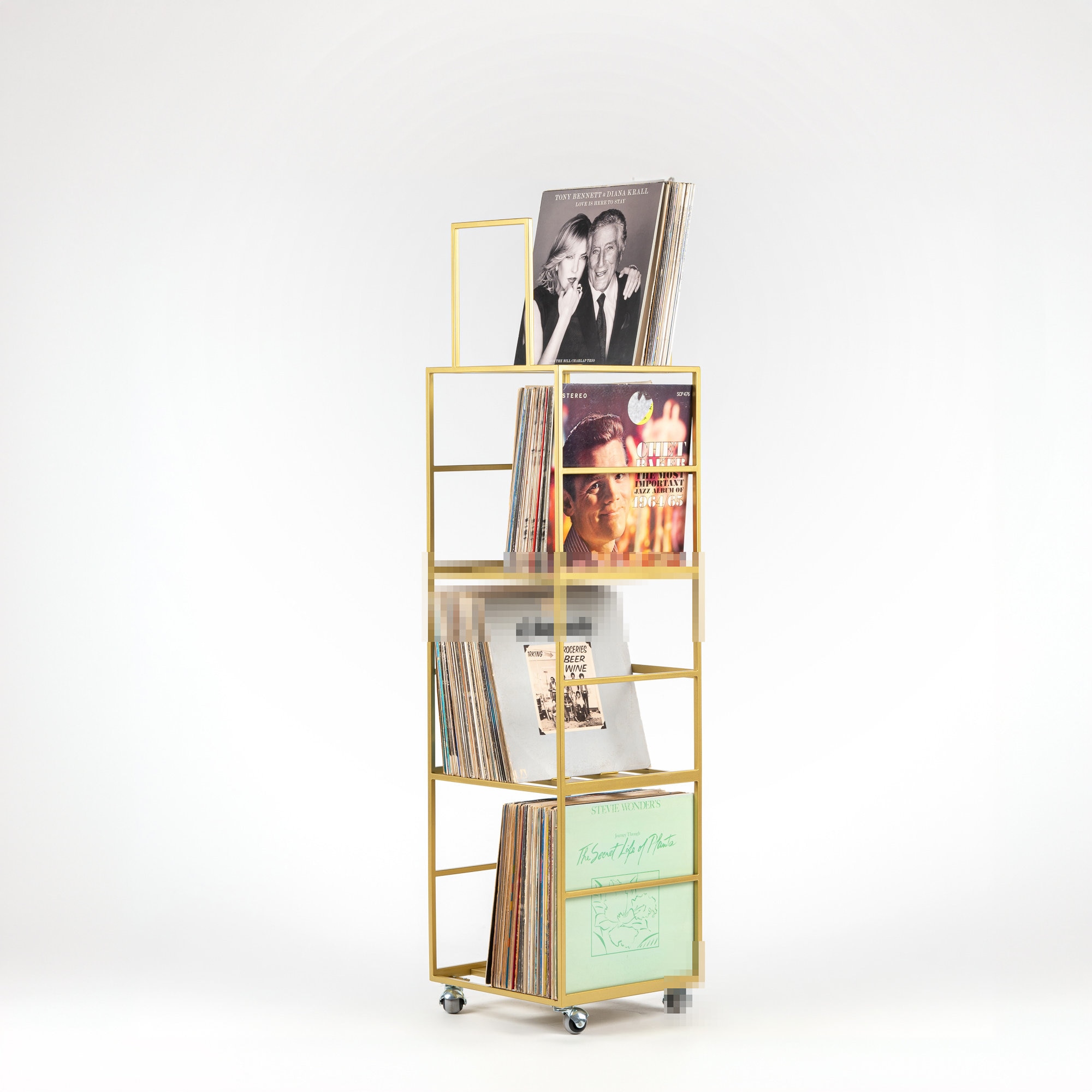 Vinyl Record Storage, Hand-Welded, Premium Quality 4 Deck LP Album Stand, Gift for for Dad, Vinyl Record Lover, Holds Around 240 LP Records
