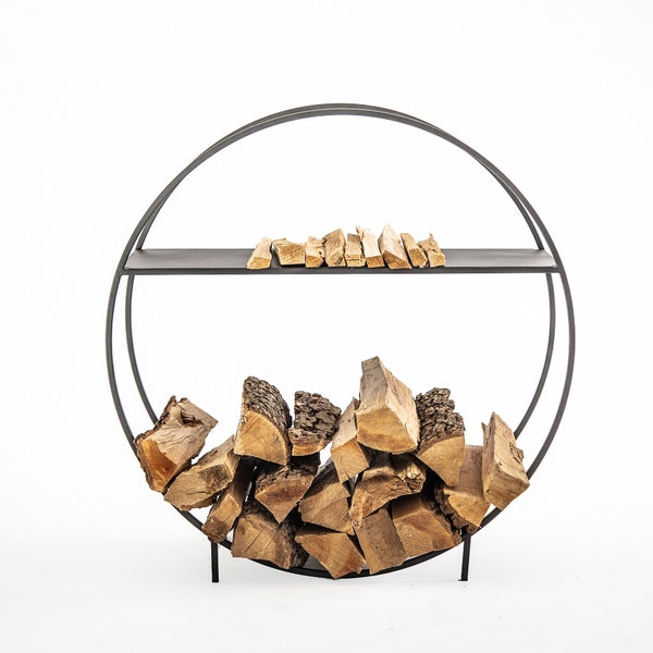 Round Log Holder // Minimalist Firewood Storage for indoors or outdoors