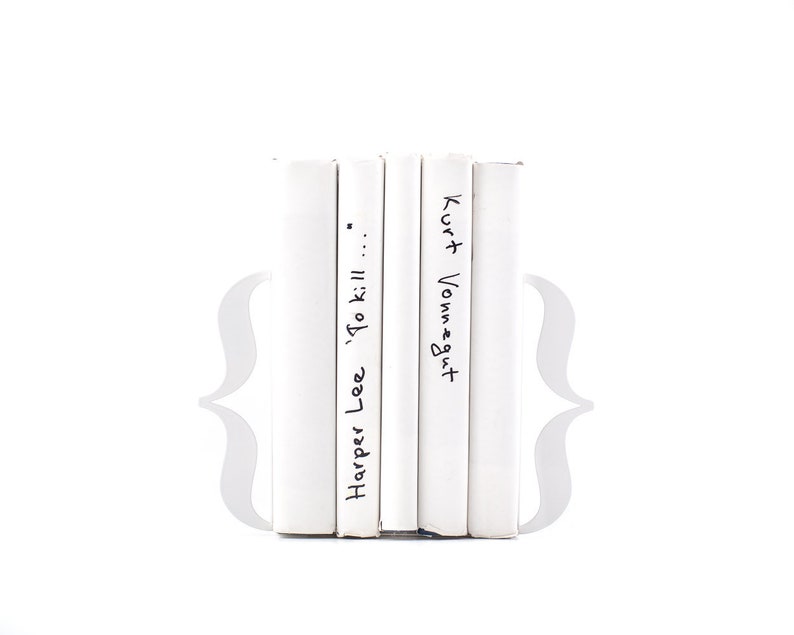 Minimalist Bookends, Modern Shelf Decor, Bookish Gift, Present for Avid Reader, Gift for Teacher, Unique Book Stops White