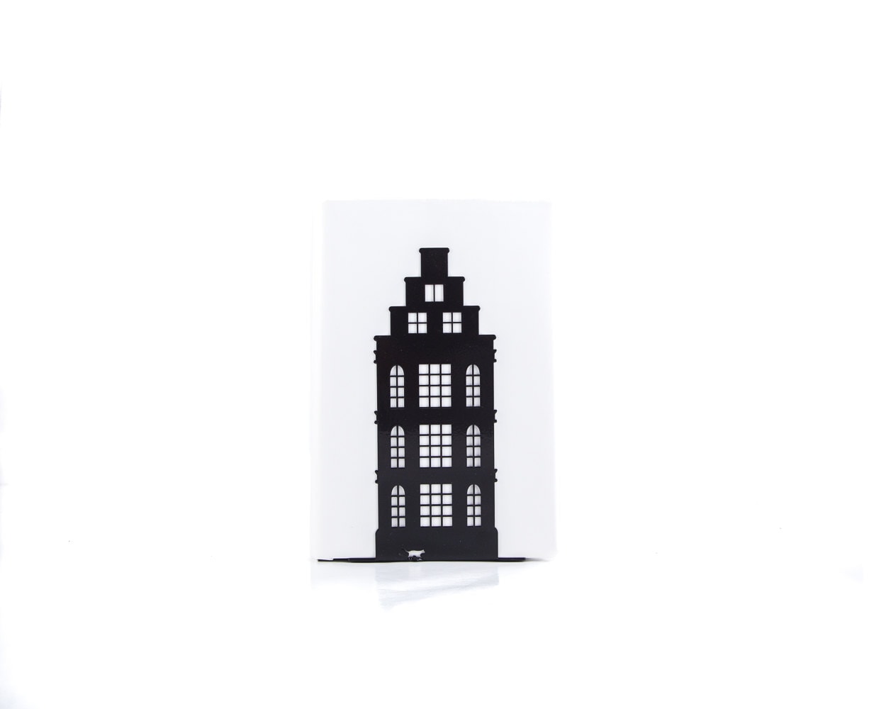Metal Bookends "House in Amsterdam." | Black Architectural Shelf Decor