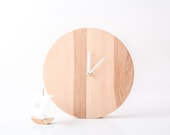 Clock Plain wood Light version natural solid wood FREE WORLDWIDE shipping