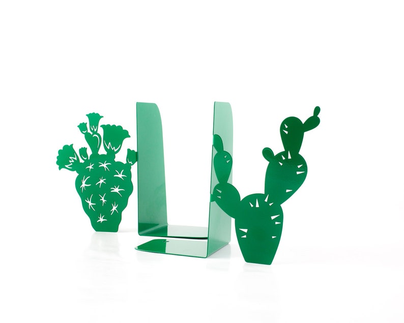 Cactus bookends - perfect idea for a cacti shelf to keep your succulent related literature in order. Perfect gift for cactus loving book readers. Great idea for a Cactus party favor. Designed and made in Ukraine by Atelier Article.