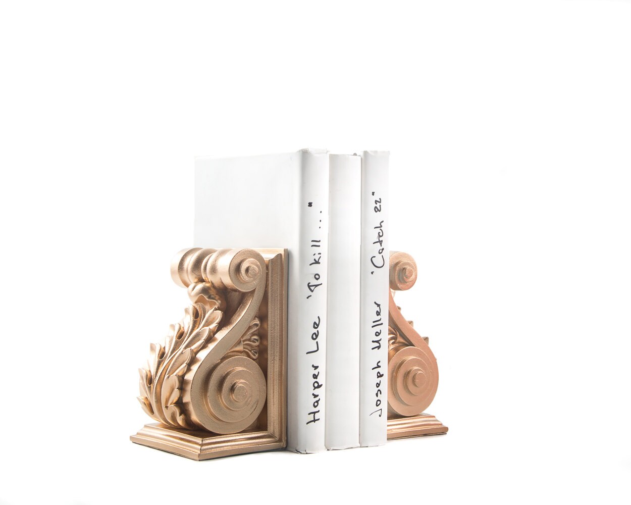 Plaster Bookends // Lucite Gold Plaster // Classical Acanthus Etsy