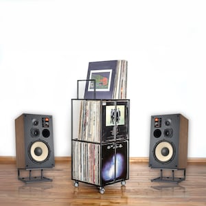 Vinyl Record Storage, Triple Deck LP Album Mobile Cart, Holds 180 - 360 LP Records