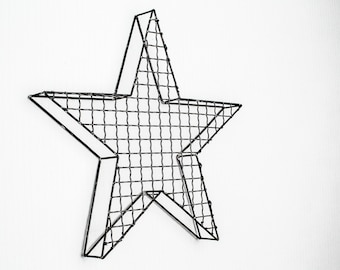 Industrial decor, Star Decor, Metal Wall Art Star Wire Decor, Teenage Room Decor, Music Room Wire Star, Man Cave Wall Decor, Music Wall Art