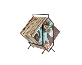Gift for Music Lover: Modern Vinyl Record Stand With a Handle,