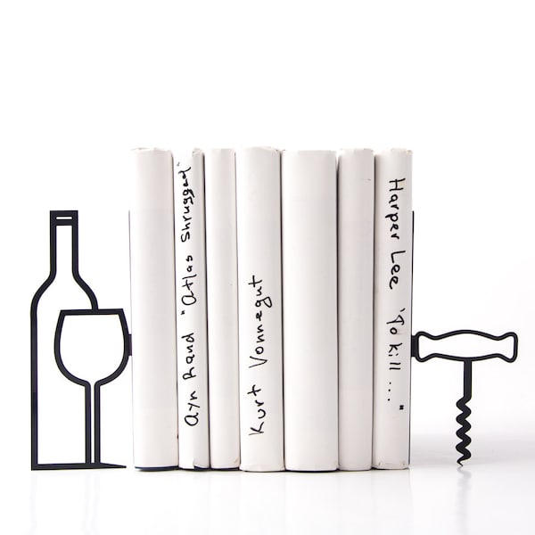 Metal Kitchen bookends // Less whine more wine