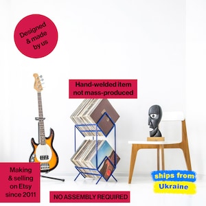 Hand-Welded Metal Vinyl Record Stand: LP Record Storage