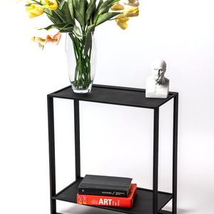 Black Metal Minimalist Style End Table for Sofa, Simple Modern Console, Clean Shape Side Coffee Hallway Table, Radiator Cover image 8