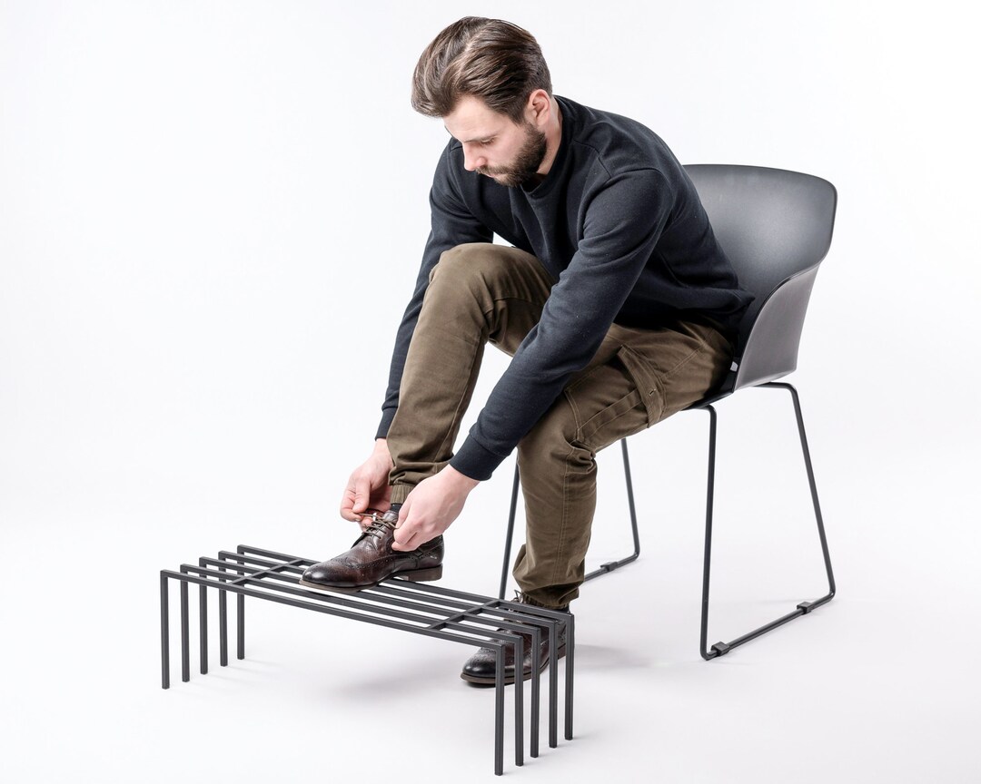 Minimalist Black Metal Shoe Rack: Hand Welded Entryway Storage - Etsy