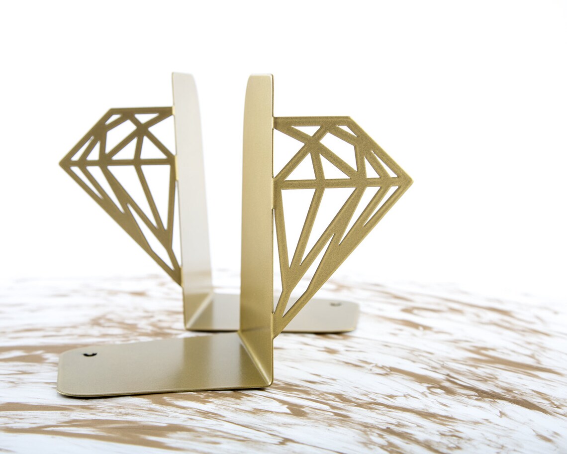 Metal bookends Diamonds Golden edition // modern home Etsy