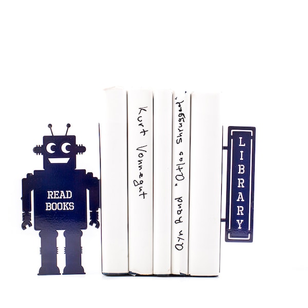 Serre-livres- LIVRAISON GRATUITE Robots lire aussi fonctionnelle plateau décor pour chambre d'enfants découpé au laser metal