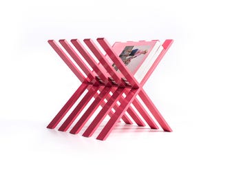Tijdschriftenrek: minimalistische metalen standaard voor boeken en vinylplaten