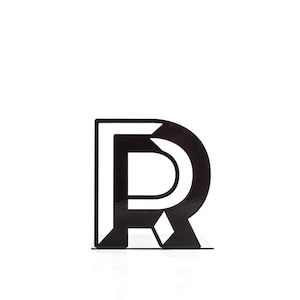 Metal Alphabet Bookend: Letter R, Modern Book Decor