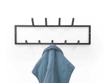 Modern Coat Rack With Two Rows of Hooks, Minimalist Industrial Style Metal Premium Quality Hallway Metal Hooks.