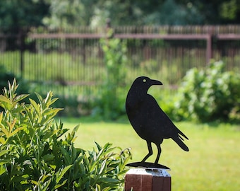 Bird Garden Decor Black Metal Raven