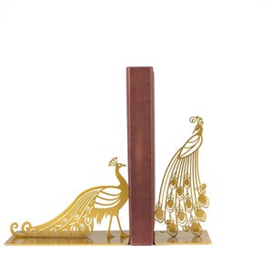 Modern Metal Bookends // Golden Peacock