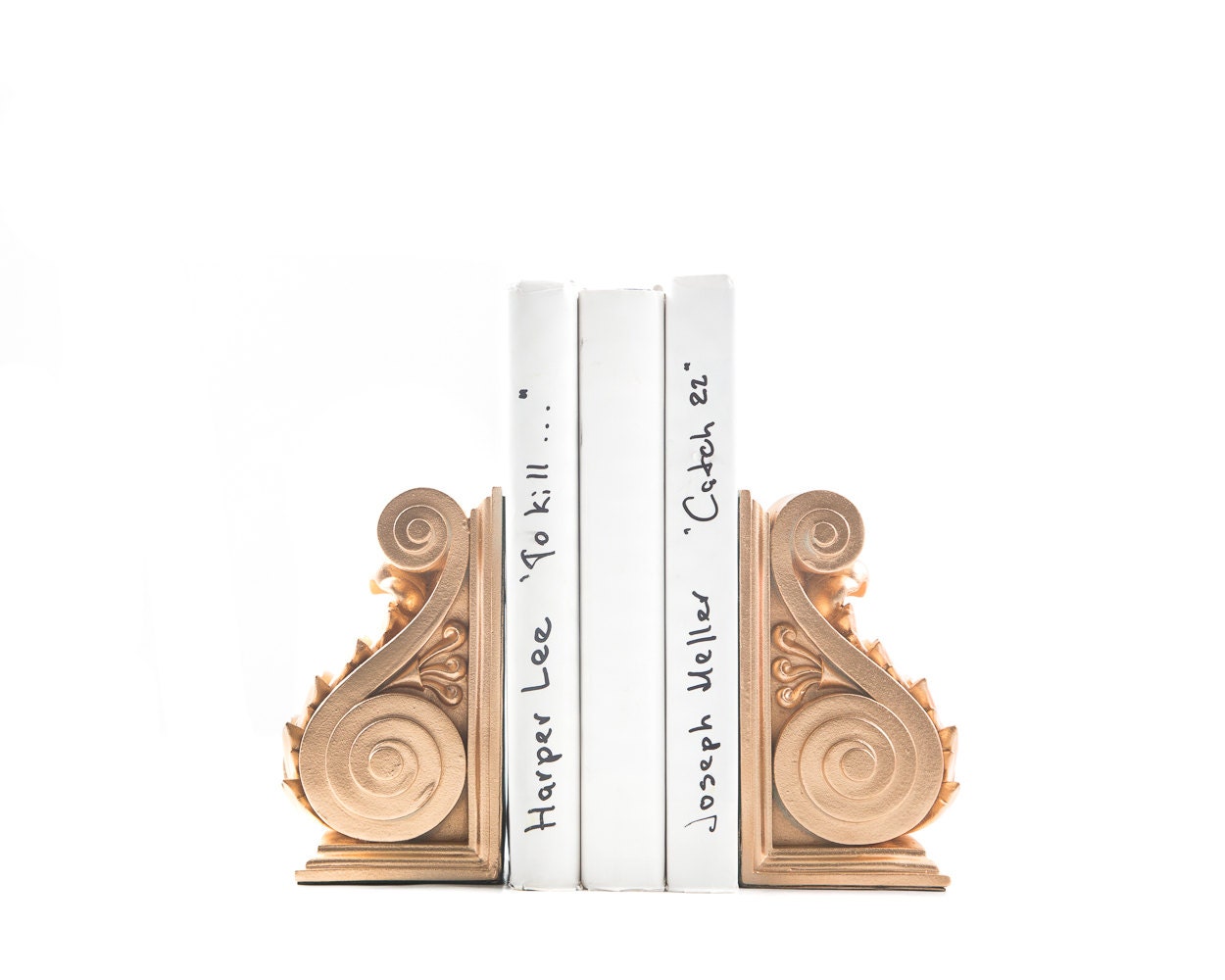 Plaster Bookends // Lucite Gold Plaster // Classical Acanthus Etsy