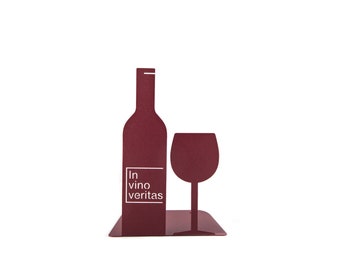 Wine Book Lover Gift – In Vino Veritas Metal Bookends | Wine Decor