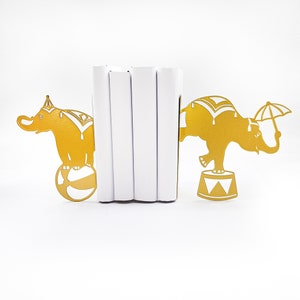Gold bookends Circus Elephants - Design Atelier Article on Etsy