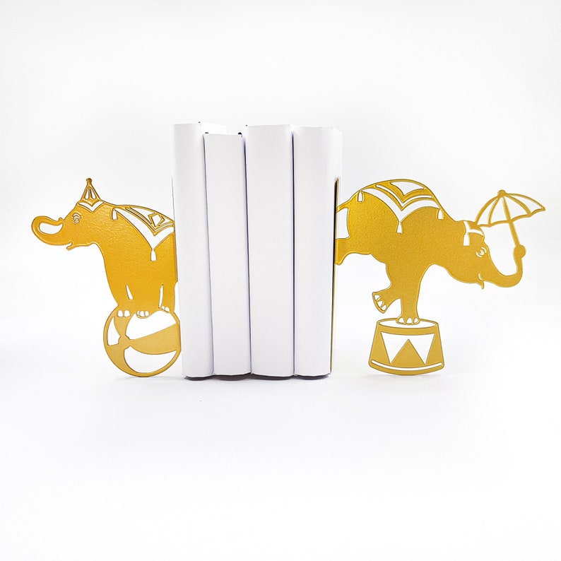 Gold bookends Circus Elephants - Design Atelier Article on Etsy