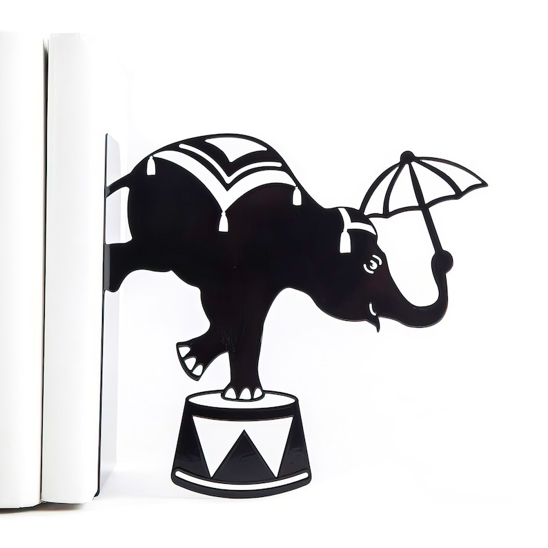 Black bookends Circus Elephants - Design Atelier Article on Etsy