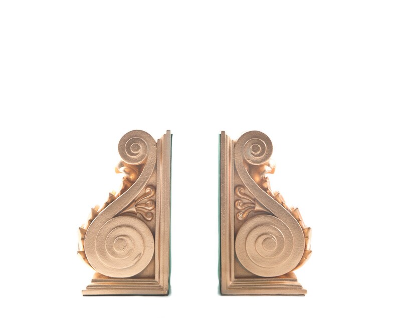 Plaster Bookends // Lucite Gold Plaster // Classical Acanthus Etsy