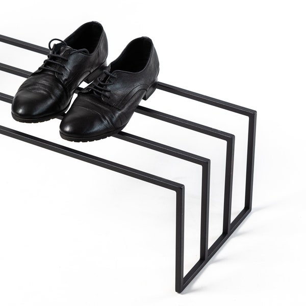 Skinny Black Metal Shoe Rack // Premium Quality Hand Welded Shoe Storage for Stylish Home