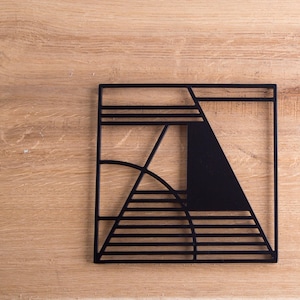 Gift for the Host: Metal trivet Geometry design, Bauhaus-inspired stylish housewarming gift. Free Shipping Worldwide