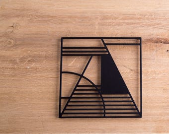 Gift for the Host: Metal trivet Geometry design, Bauhaus-inspired stylish housewarming gift. Free Shipping Worldwide