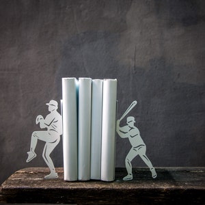Metal Bookends - Baseball - Sports-Inspired Bookends | Gym Teacher Gift | Housewarming Present for Baseball Lovers